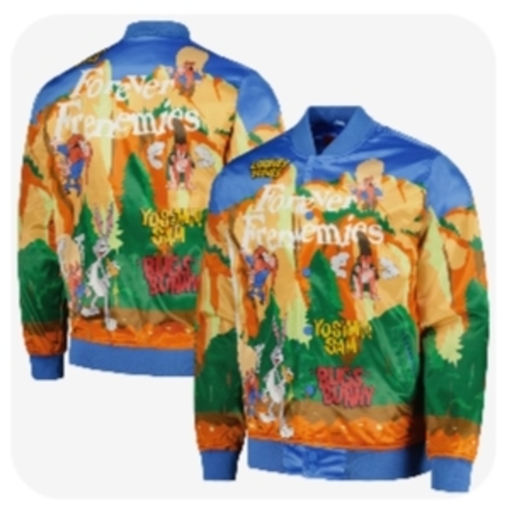 Warner Bros. Kids Puffer Jacket - Blue and Orange Cartoon Design